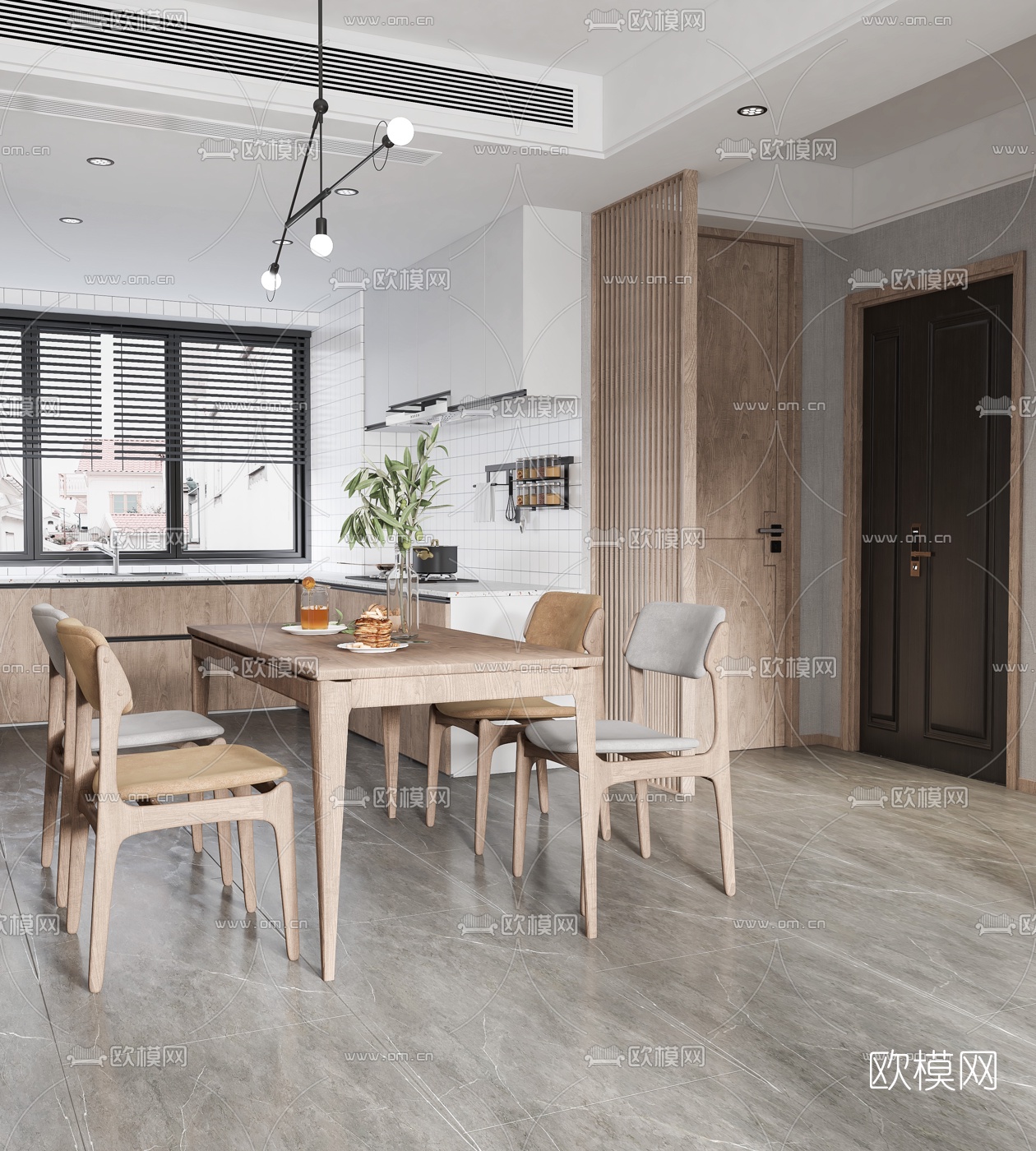 北欧客厅餐厅3d模型