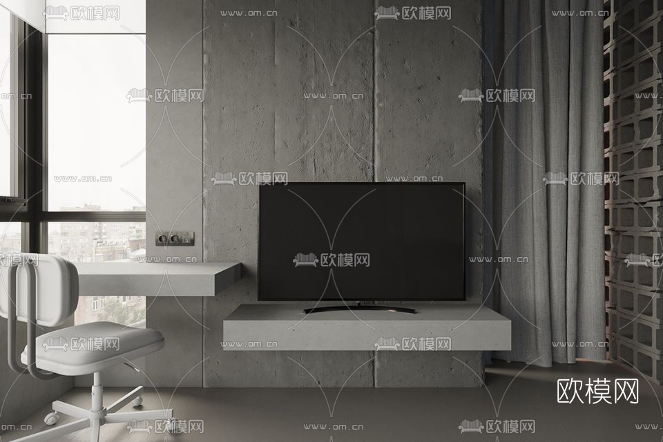 工业风客餐厅3d模型