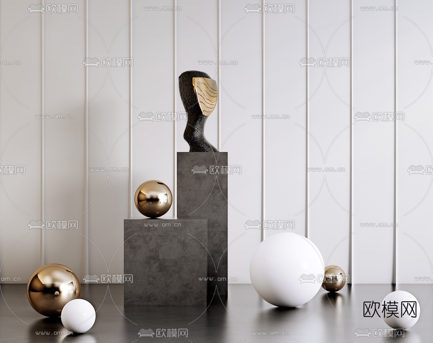 现代抽象雕塑3d模型下载