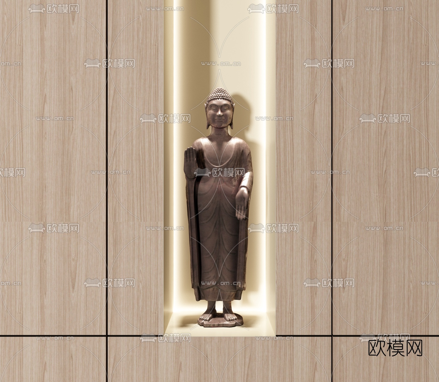 新中式佛像雕塑摆件3d模型