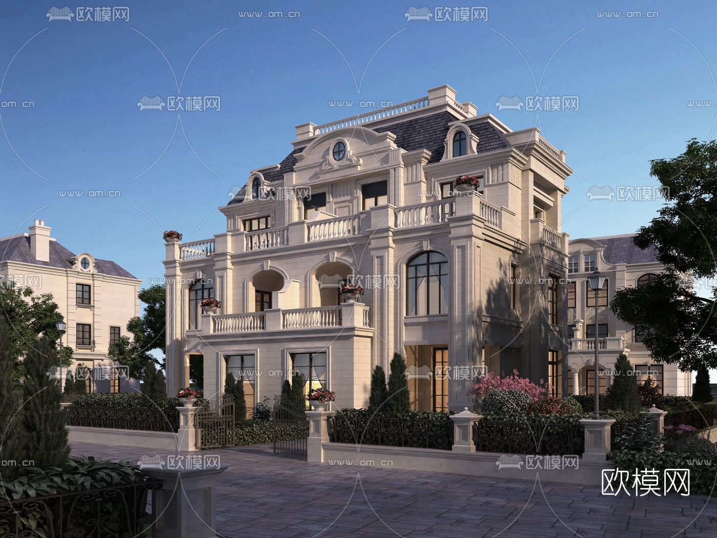 法式独栋别墅外观3d模型
