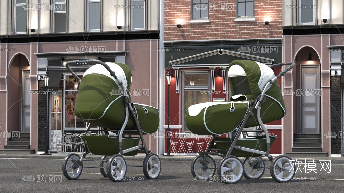 现代婴儿手推车3d模型下载