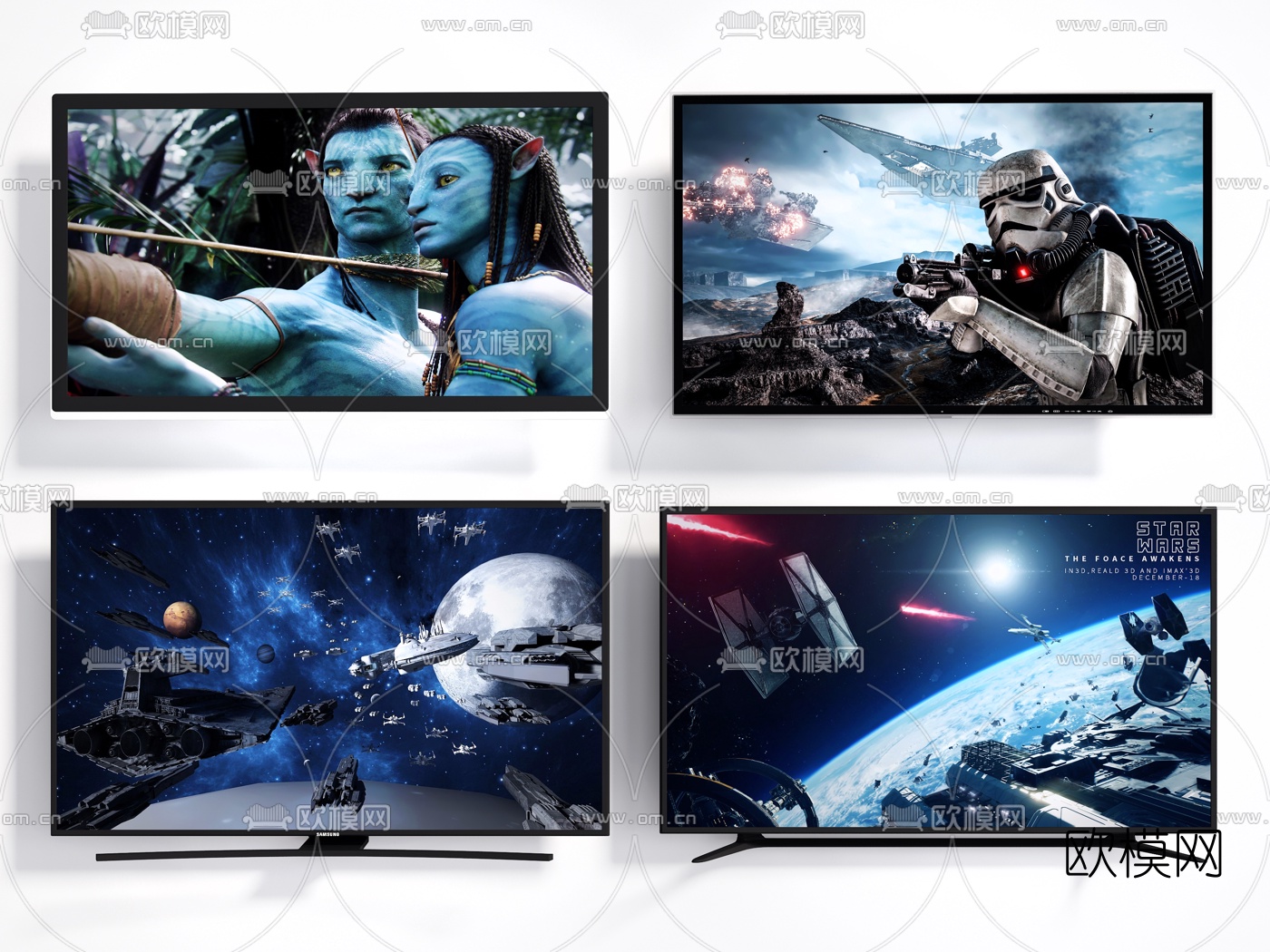 现代数字液晶电视机3d模型下载