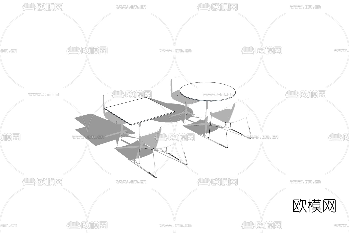 现代餐桌椅免费su模型下载