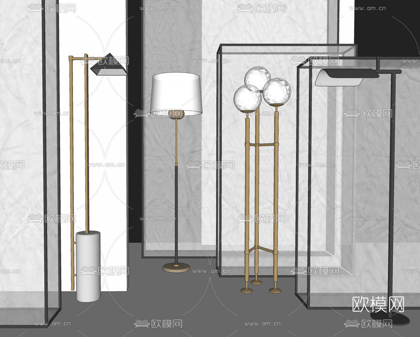 现代落地灯su模型下载（渲染图2）