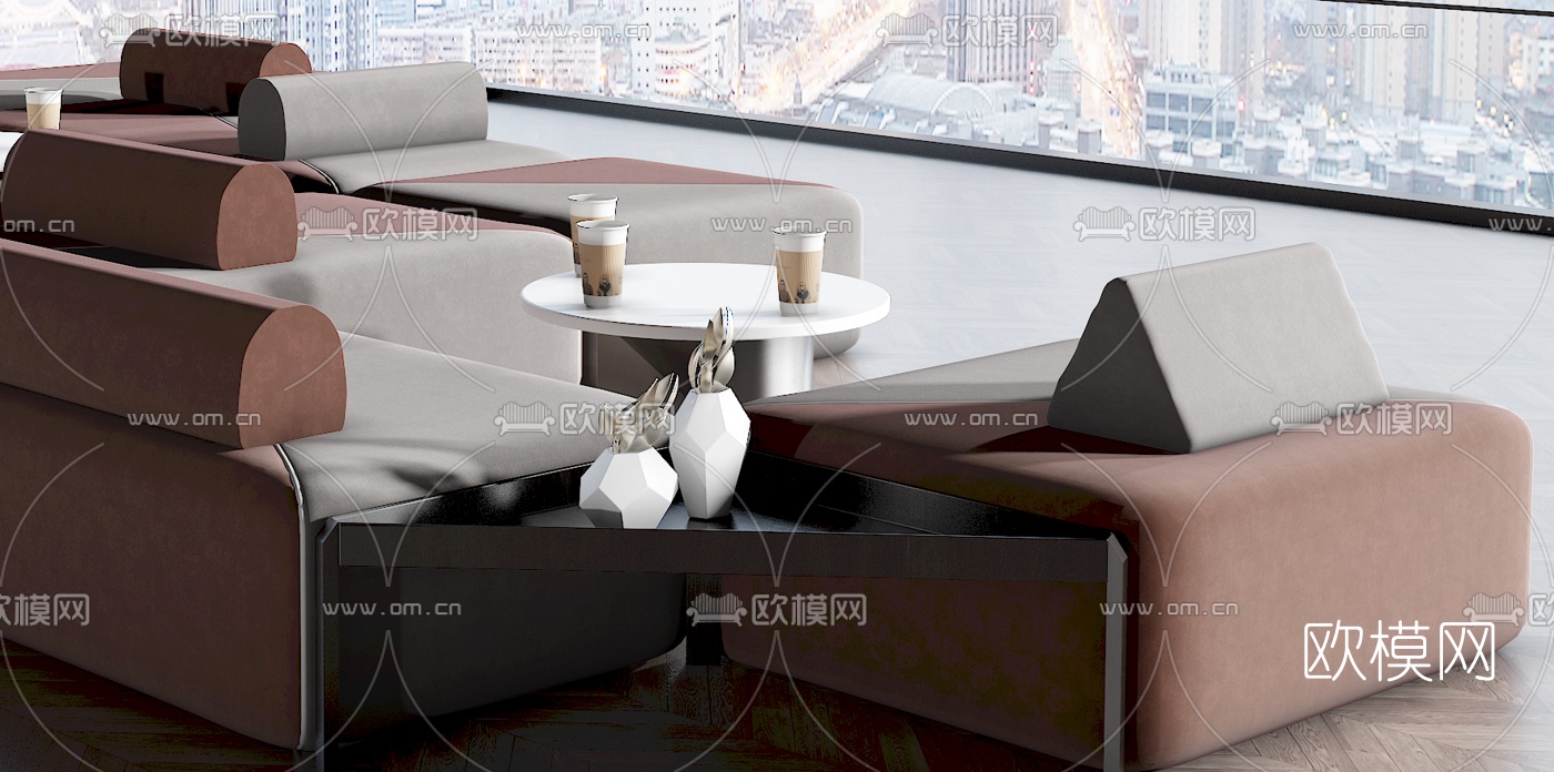 现代转角公用沙发3d模型