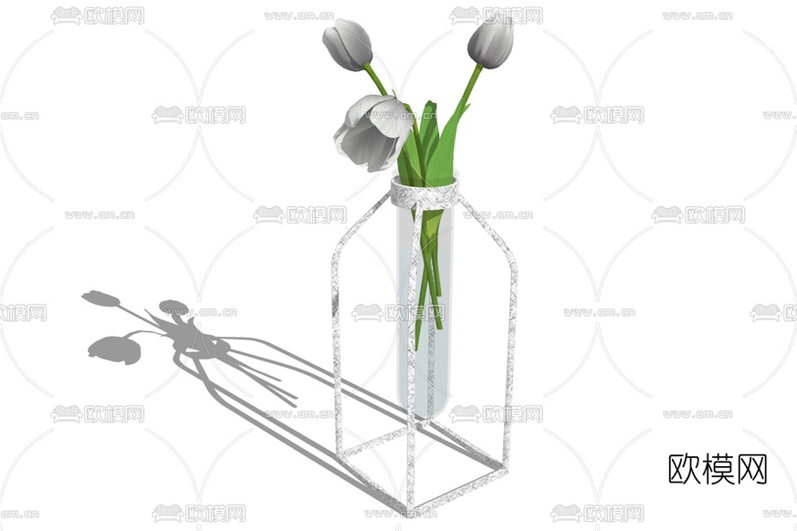 现代玻璃花瓶免费su模型下载