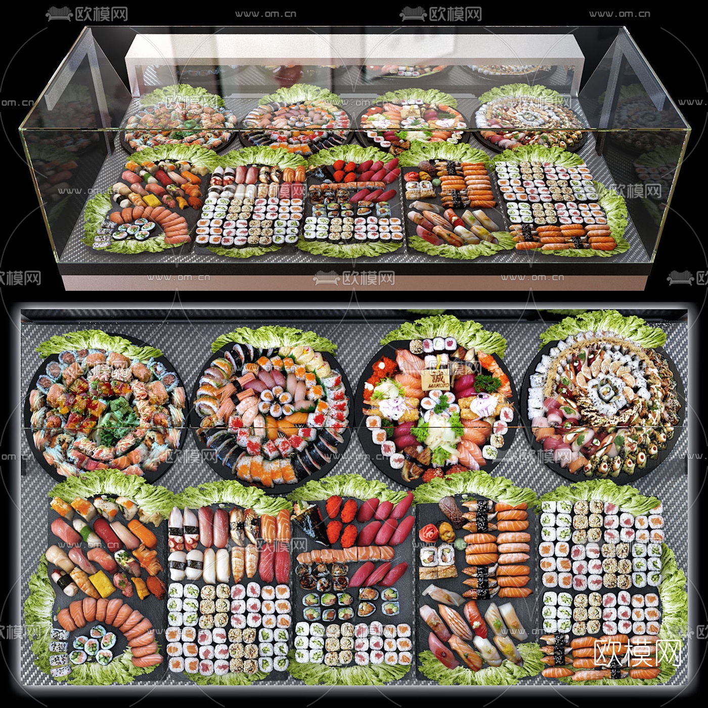 现代寿司货柜展架3d模型下载（渲染图1）