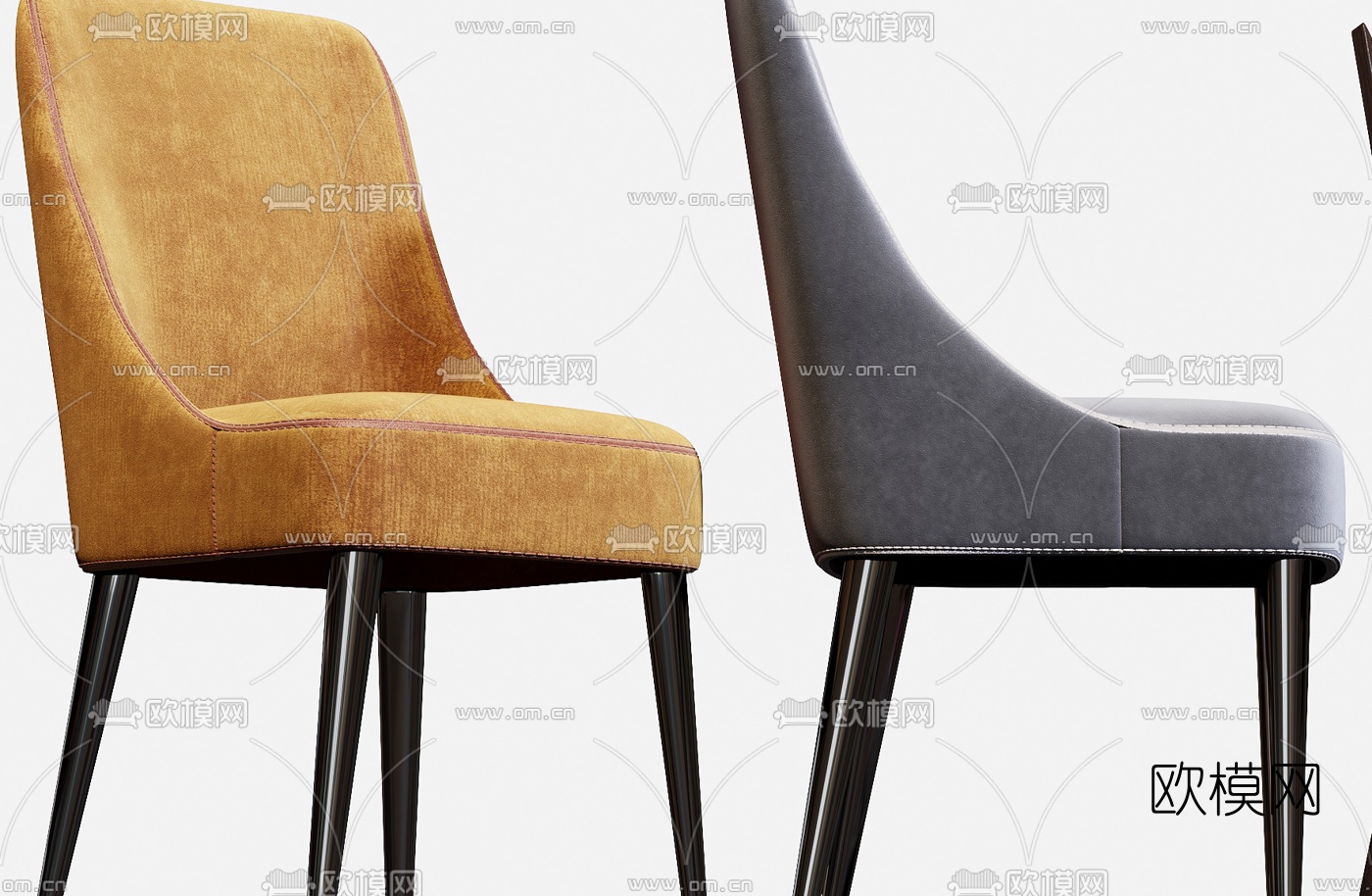 简欧绒布休闲椅单椅3d模型下载（渲染图9）