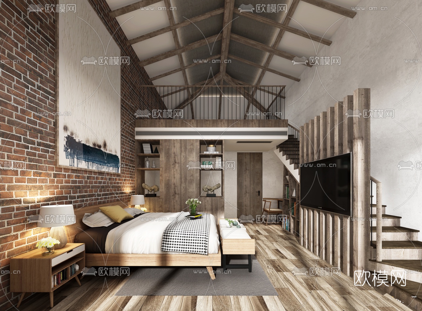 自然风公寓卧室免费3d模型下载