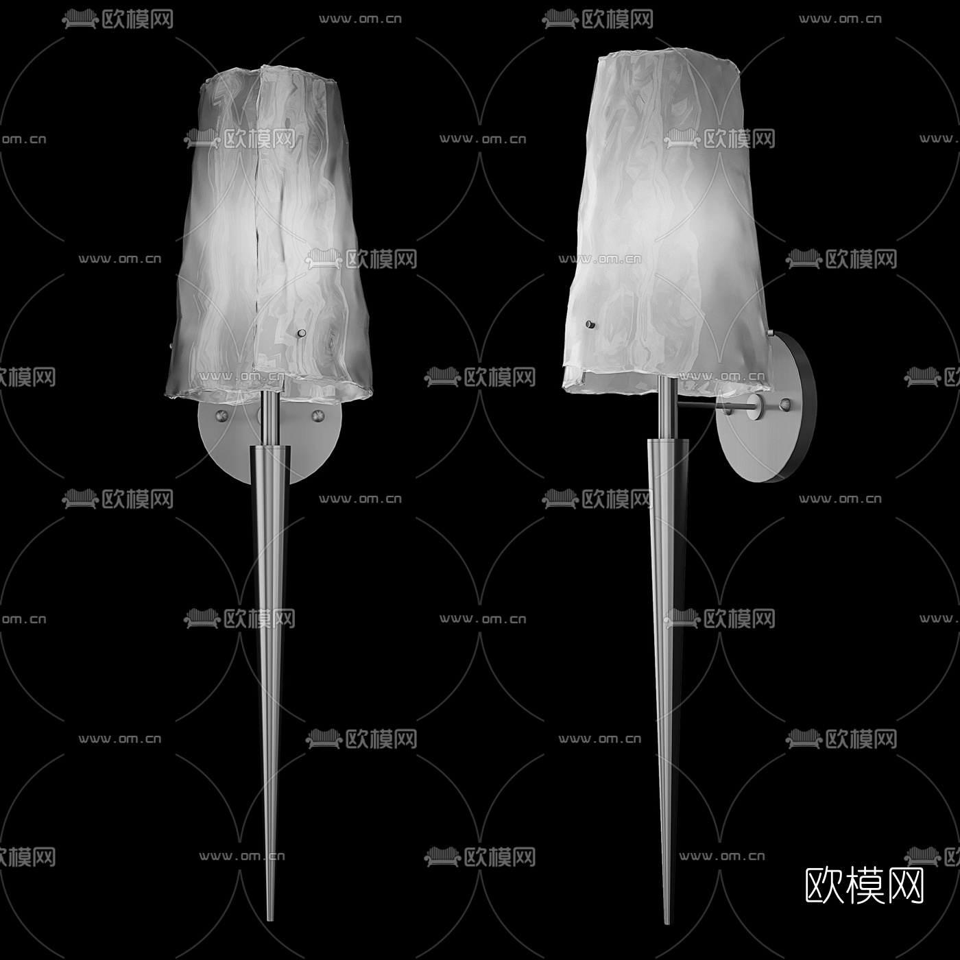 现代金属壁灯3d模型下载（渲染图2）