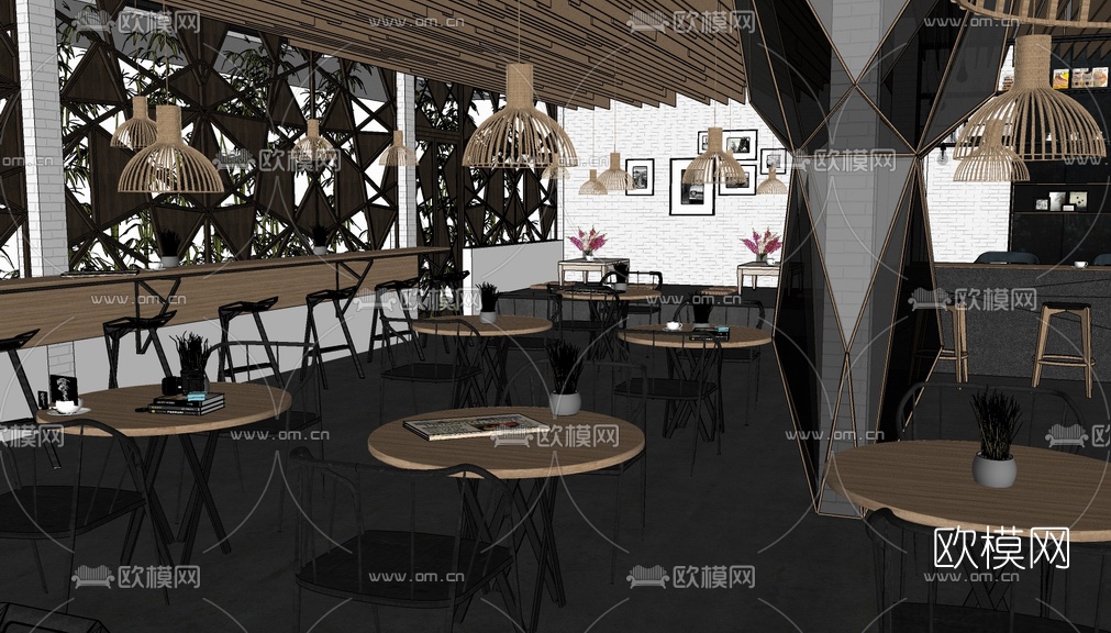 北欧书吧su模型下载（渲染图3）