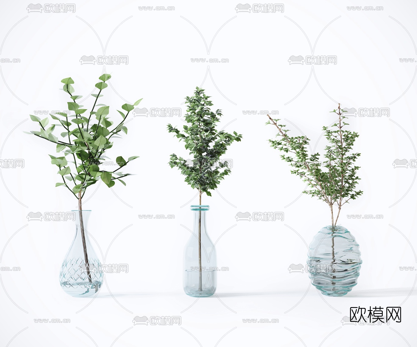 现代水生绿植花瓶3d模型下载