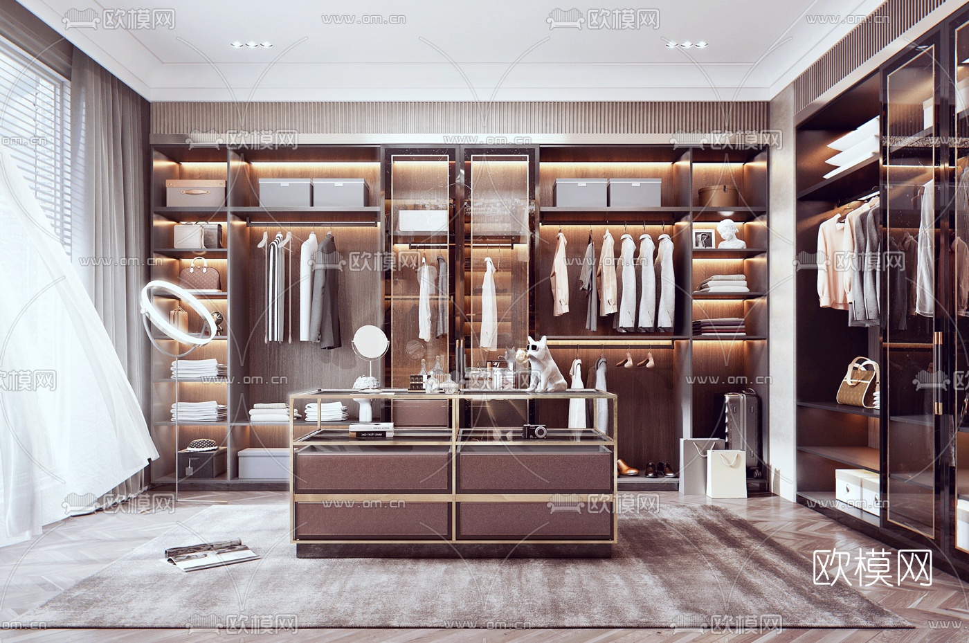 现代轻奢衣帽间3d模型下载