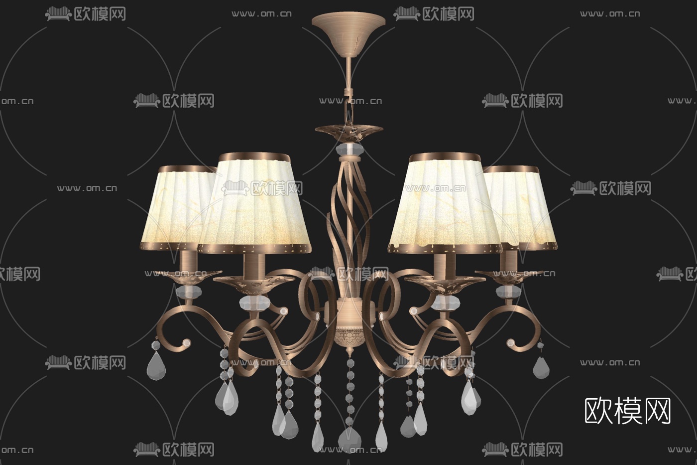 欧式多头吊灯su模型下载