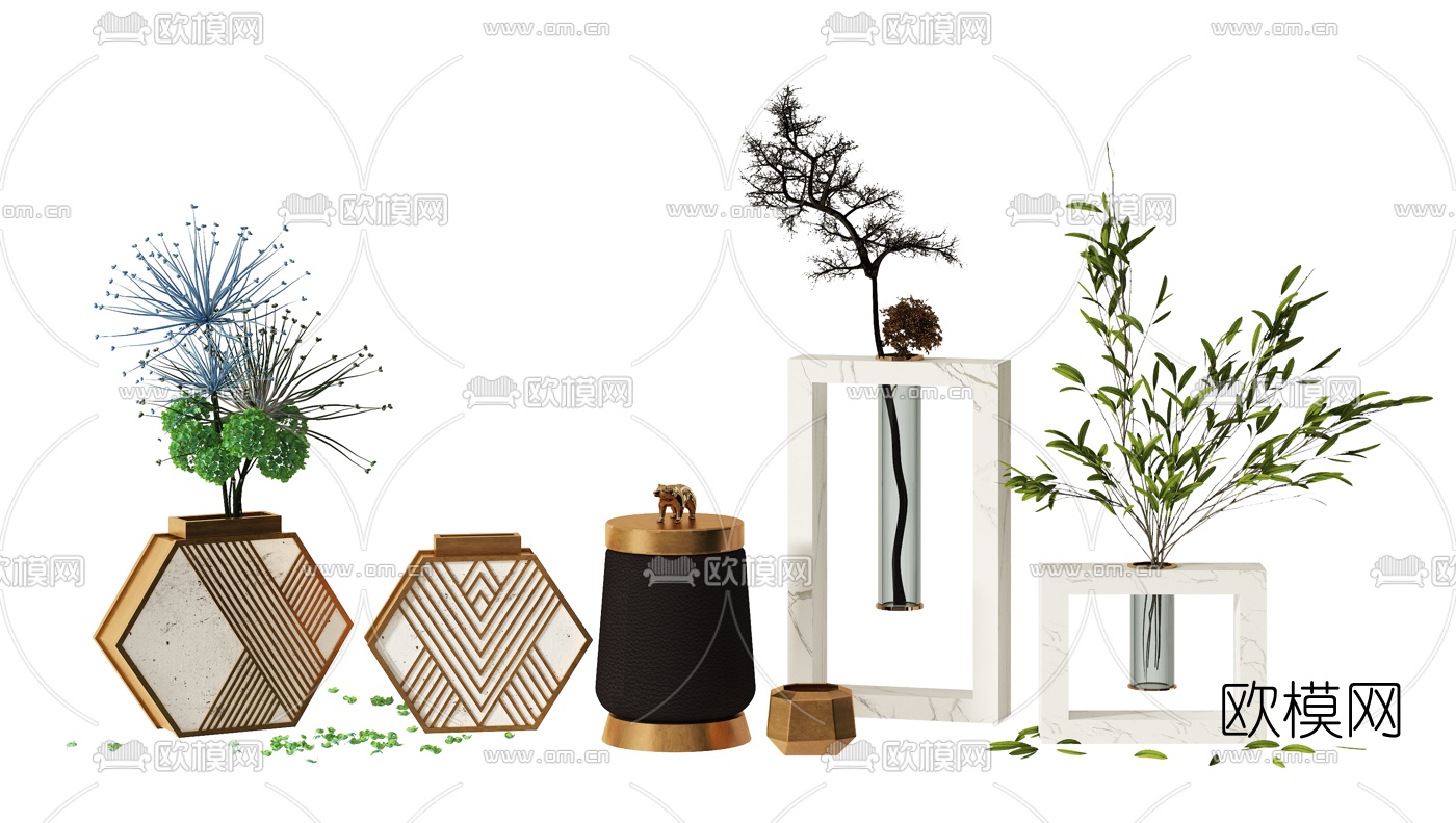 现代花瓶花艺饰品摆设3d模型
