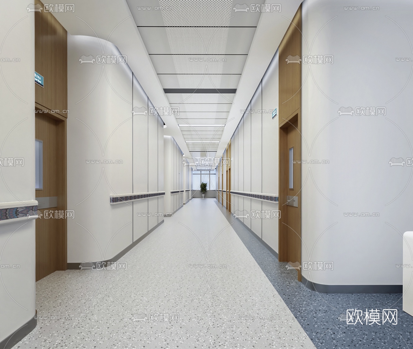 现代医院护士站走廊3d模型