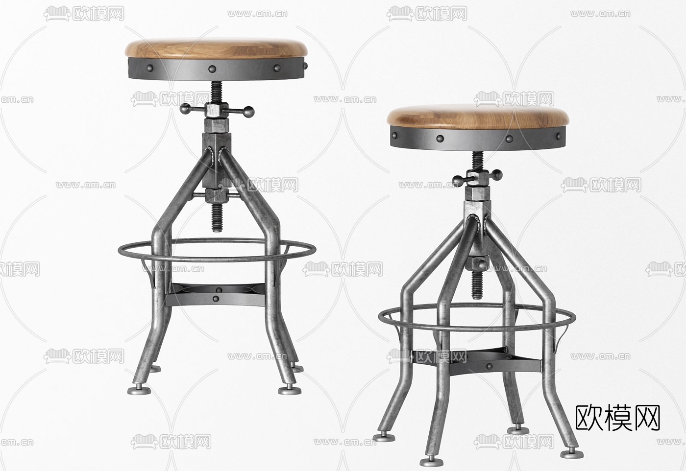 工业风水管螺丝吧台椅3d模型下载