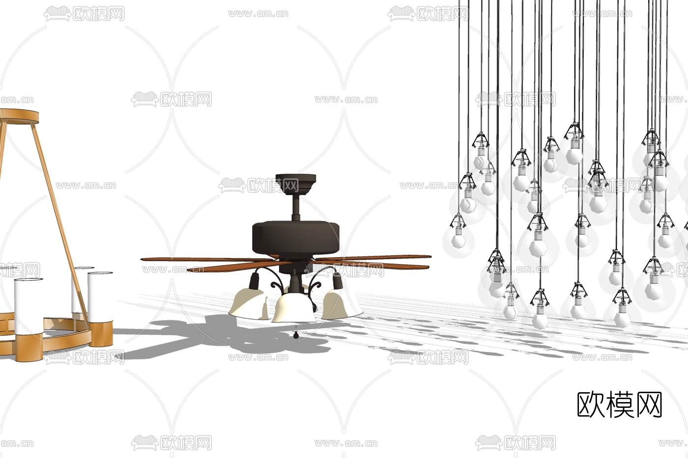 现代吊灯组合免费su模型下载