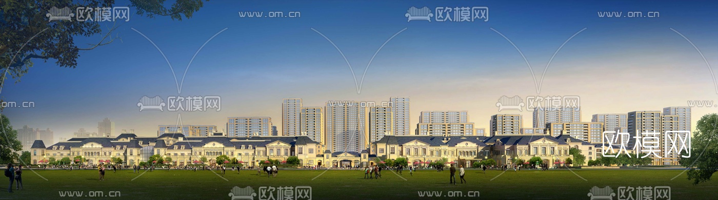欧式联排别墅外观3d模型