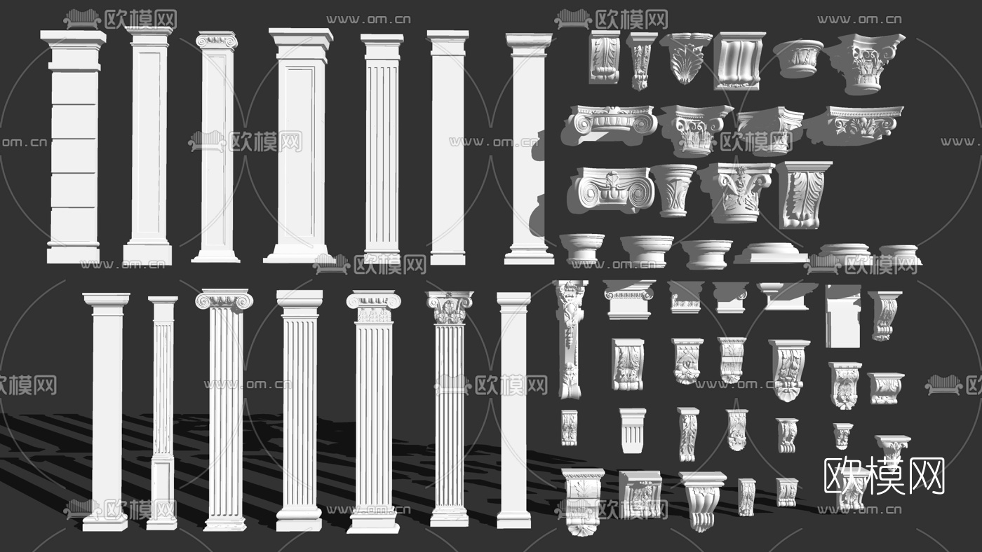 欧式罗马柱su模型下载