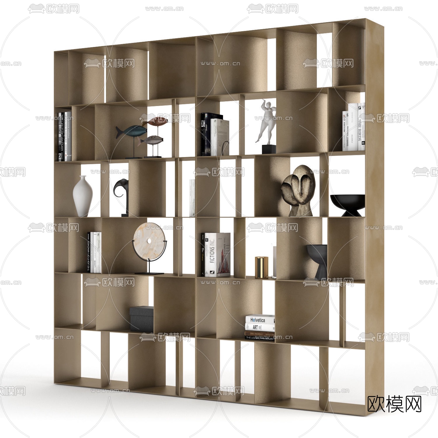现代金属装饰柜3d模型下载（渲染图2）