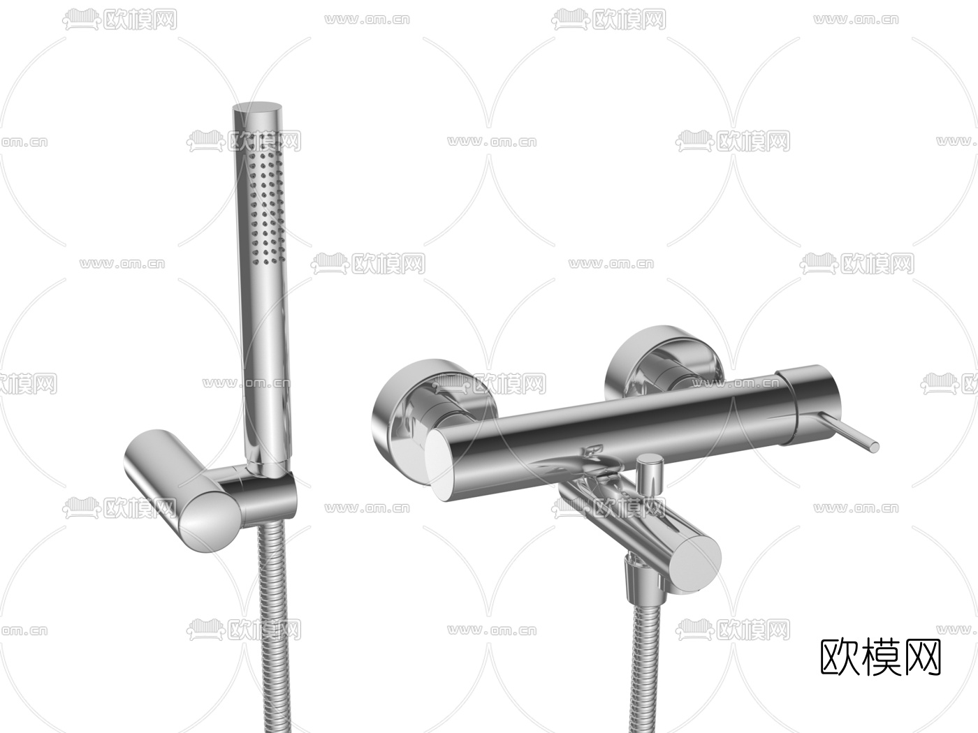 现代淋浴水龙头花洒3d模型下载（渲染图2）