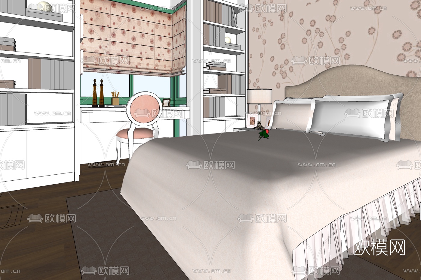 简欧主人房卧室免费su模型下载