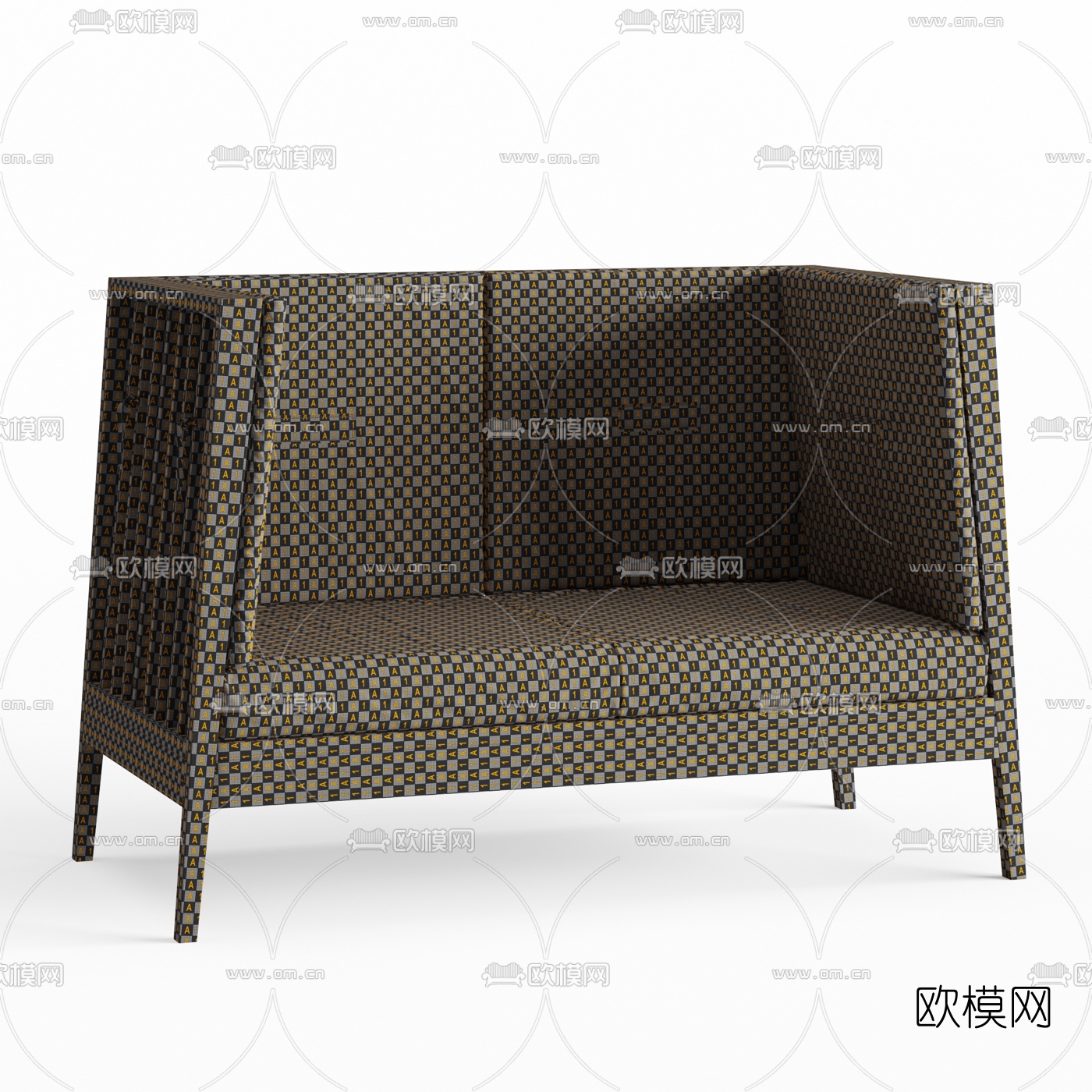 北欧高靠背双人沙发3d模型