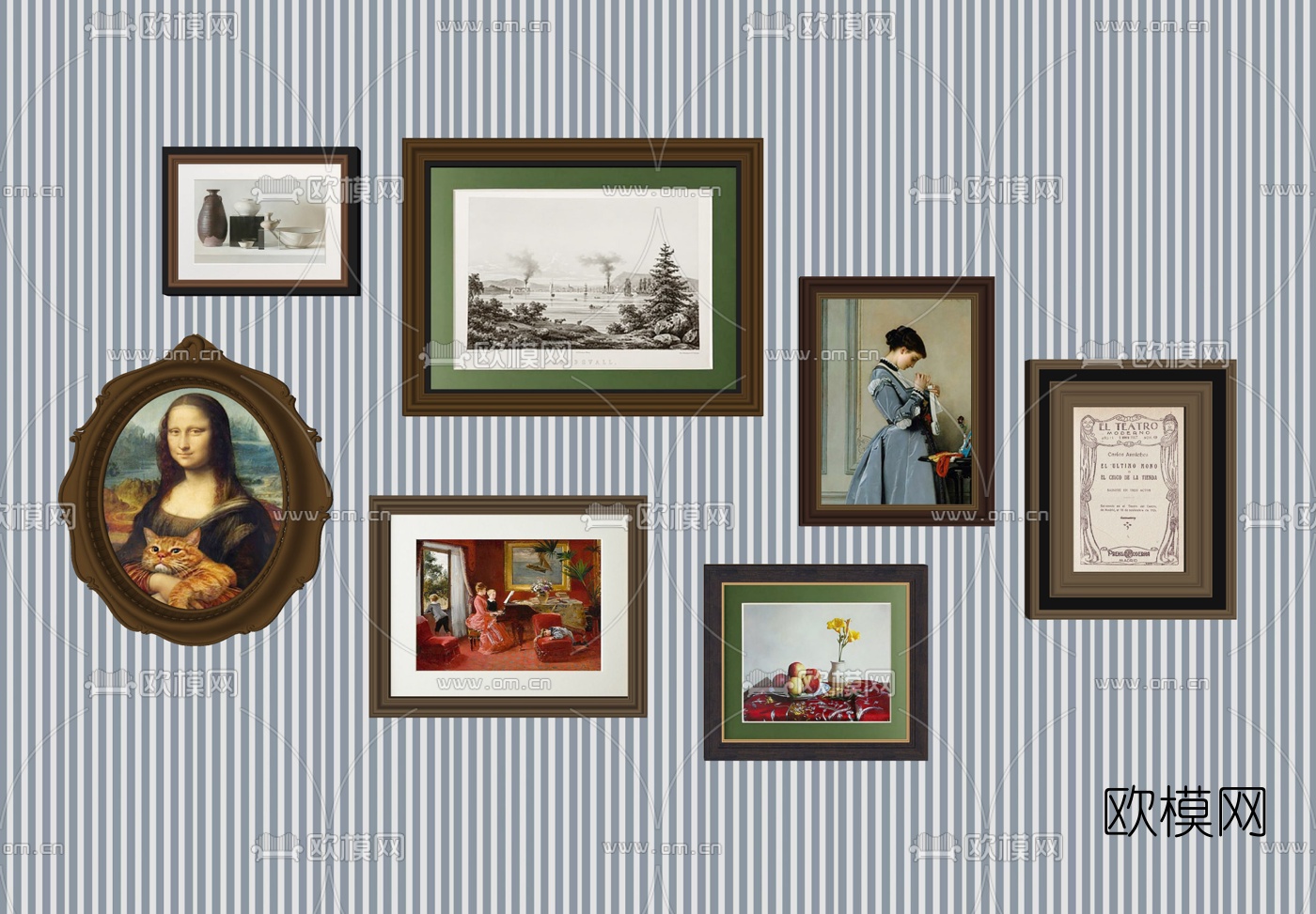 欧式人物装饰画su模型下载