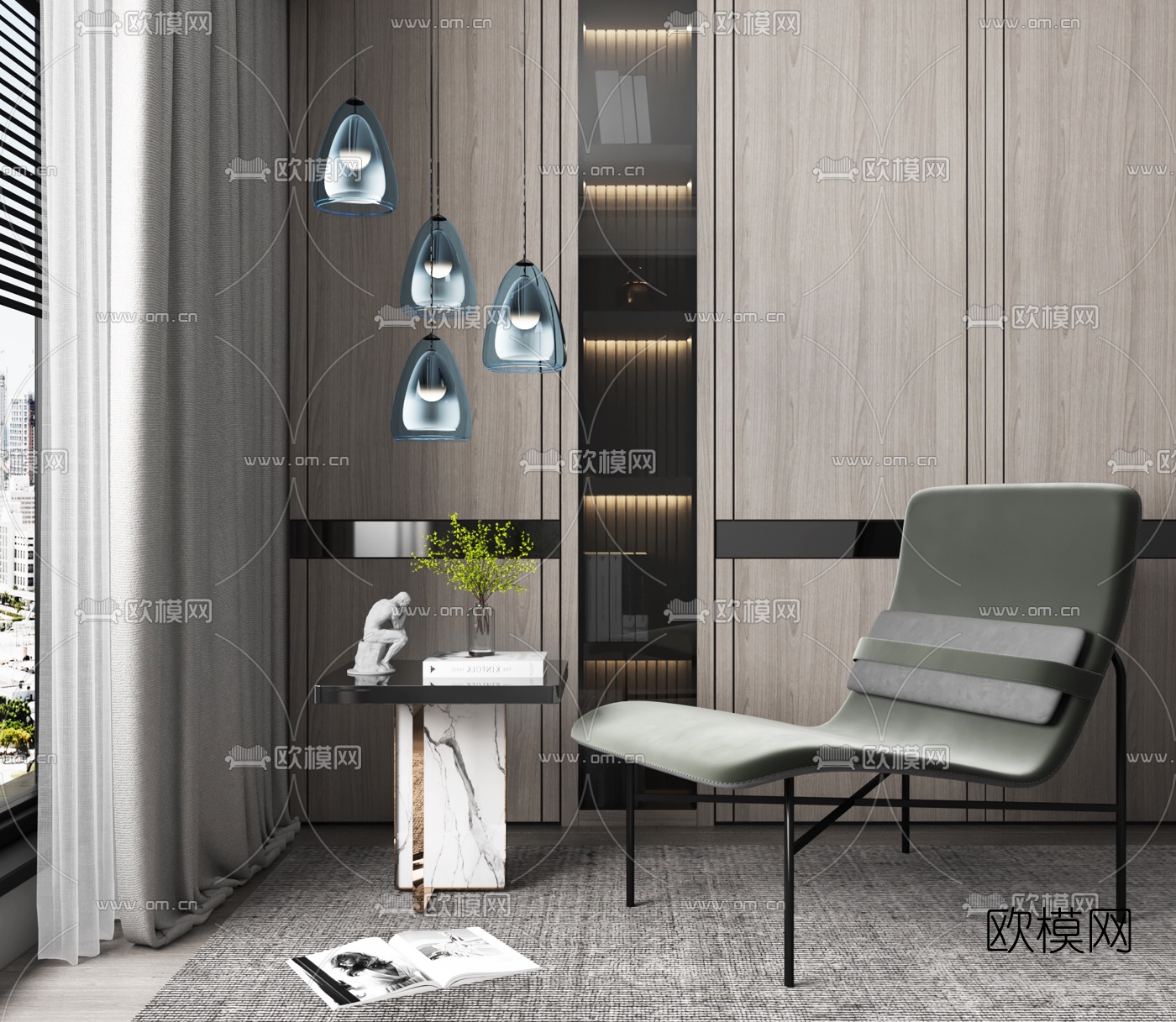 现代休闲躺椅3d模型