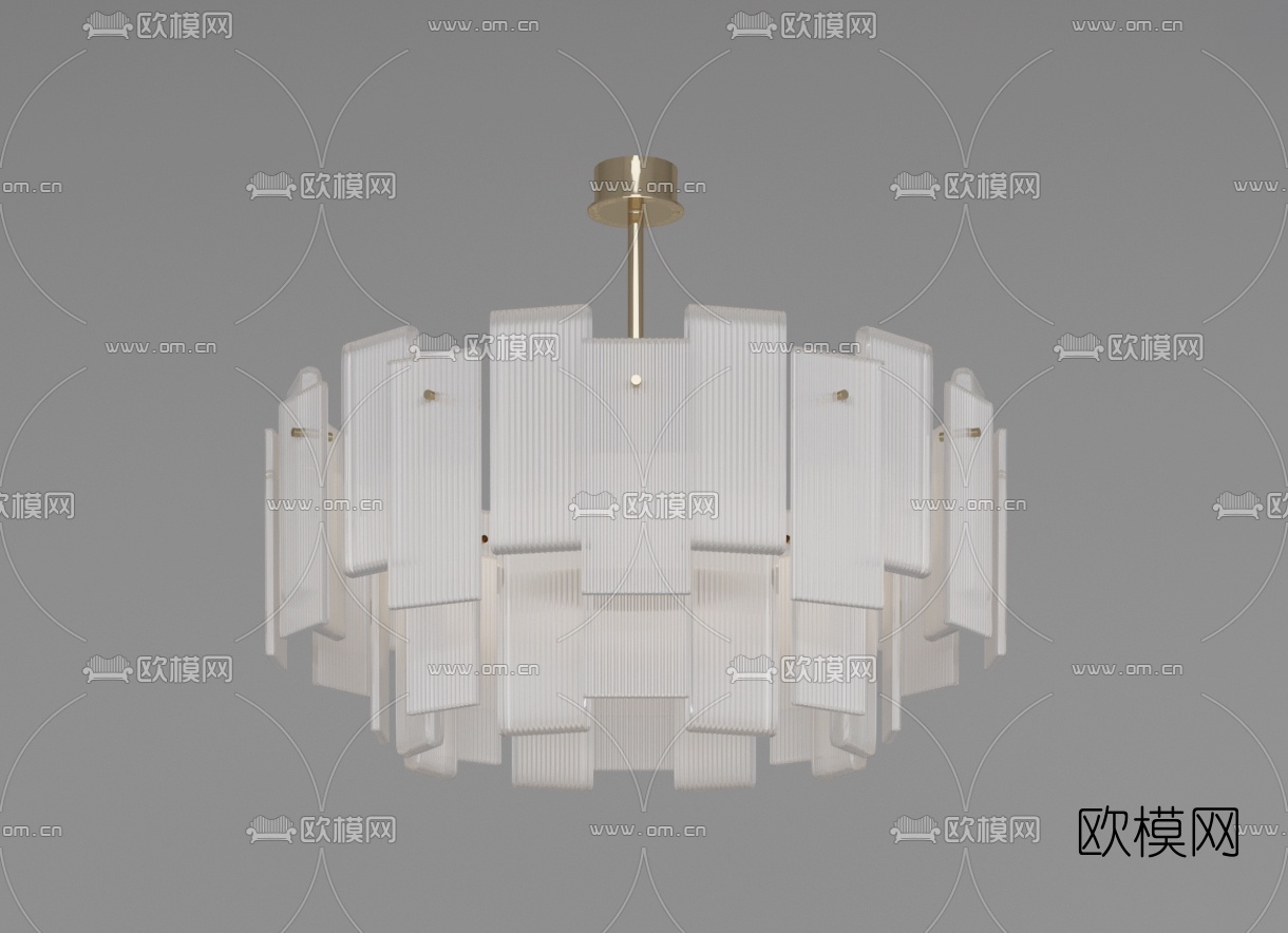 现代轻奢水晶吊灯3d模型下载（渲染图4）