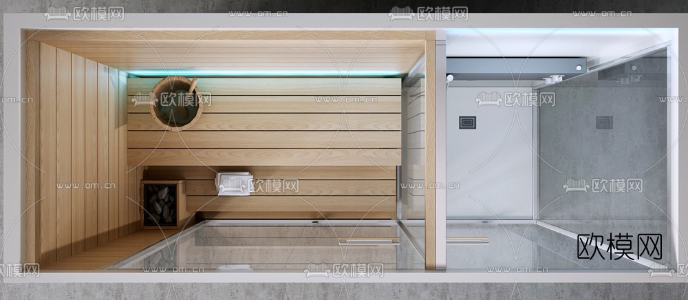 现代桑拿房浴室3d模型下载（渲染图3）