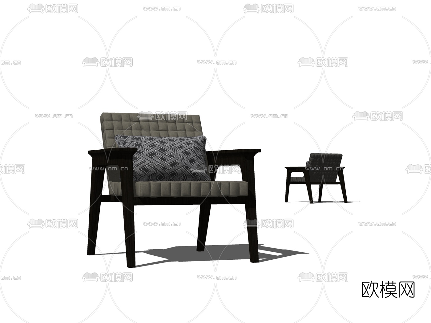 现代布艺单椅su模型下载