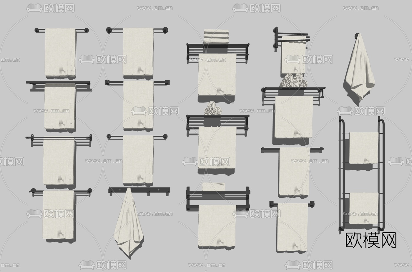 现代毛巾架su模型下载