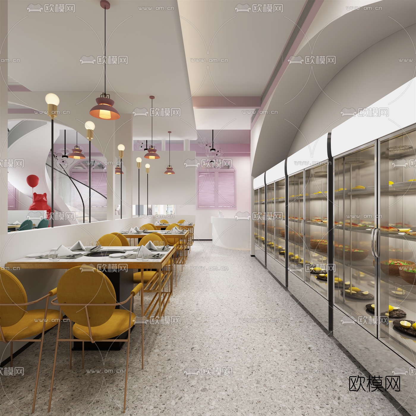 北欧火锅店免费3d模型下载（渲染图3）