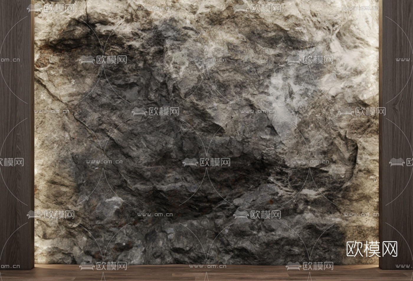 现代毛石自然石墙面su模型