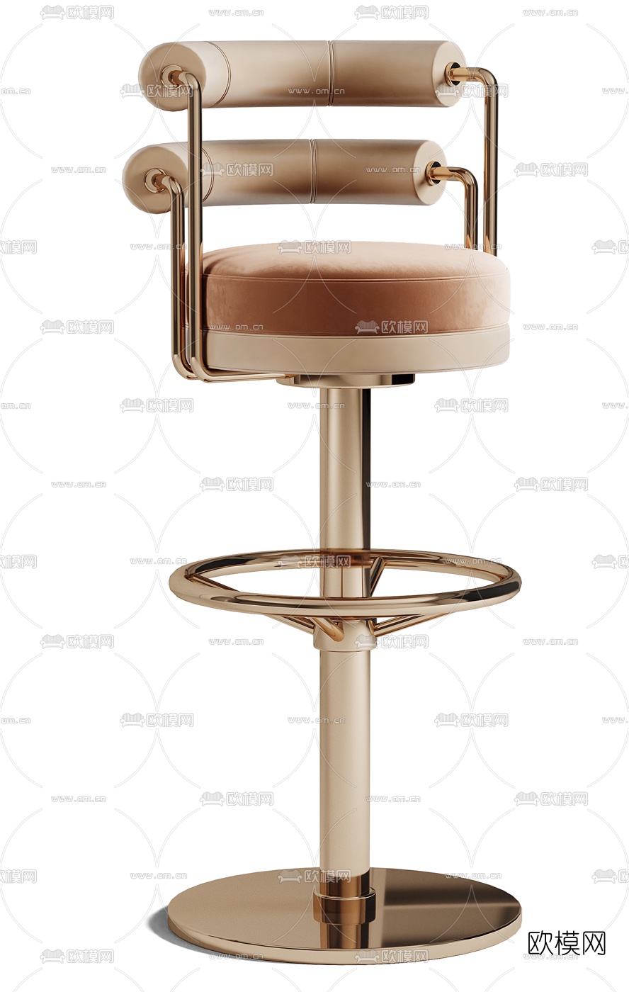 现代轻奢吧台椅3d模型下载（渲染图3）