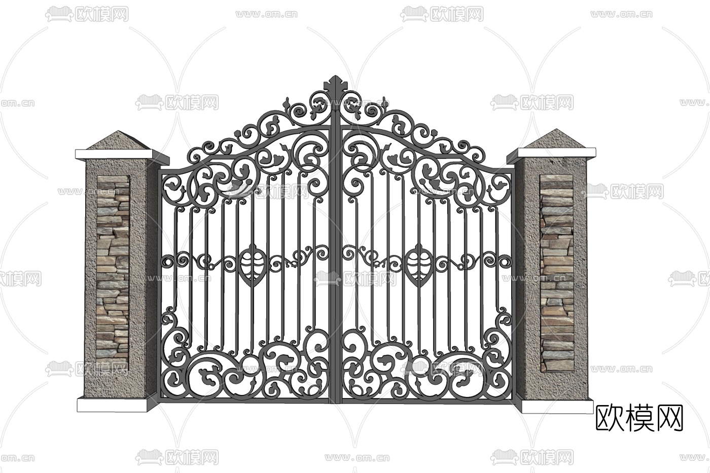 现代庭院铁艺大门免费su模型下载