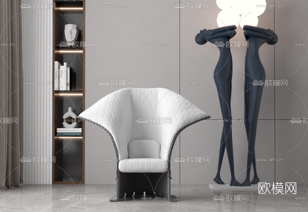 简欧布艺休闲椅3d模型