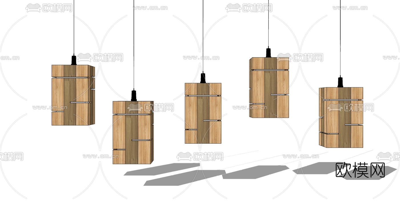 自然风原木吊灯su模型下载
