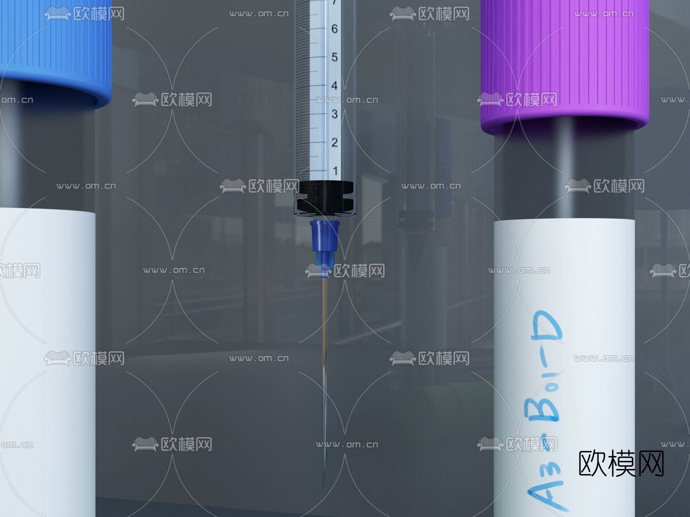 现代医用注射器3d模型下载（渲染图4）