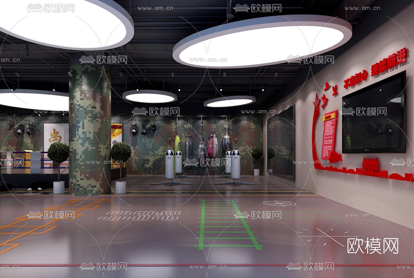 现代部队健身房3d模型