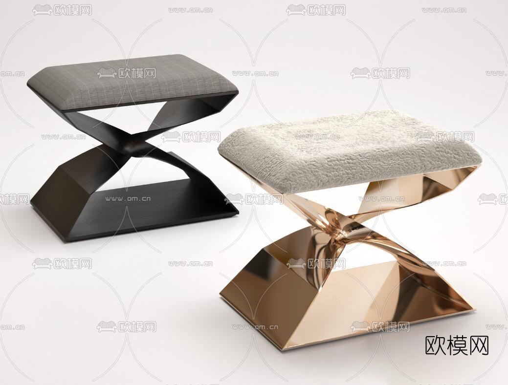 现代布艺凳子3d模型