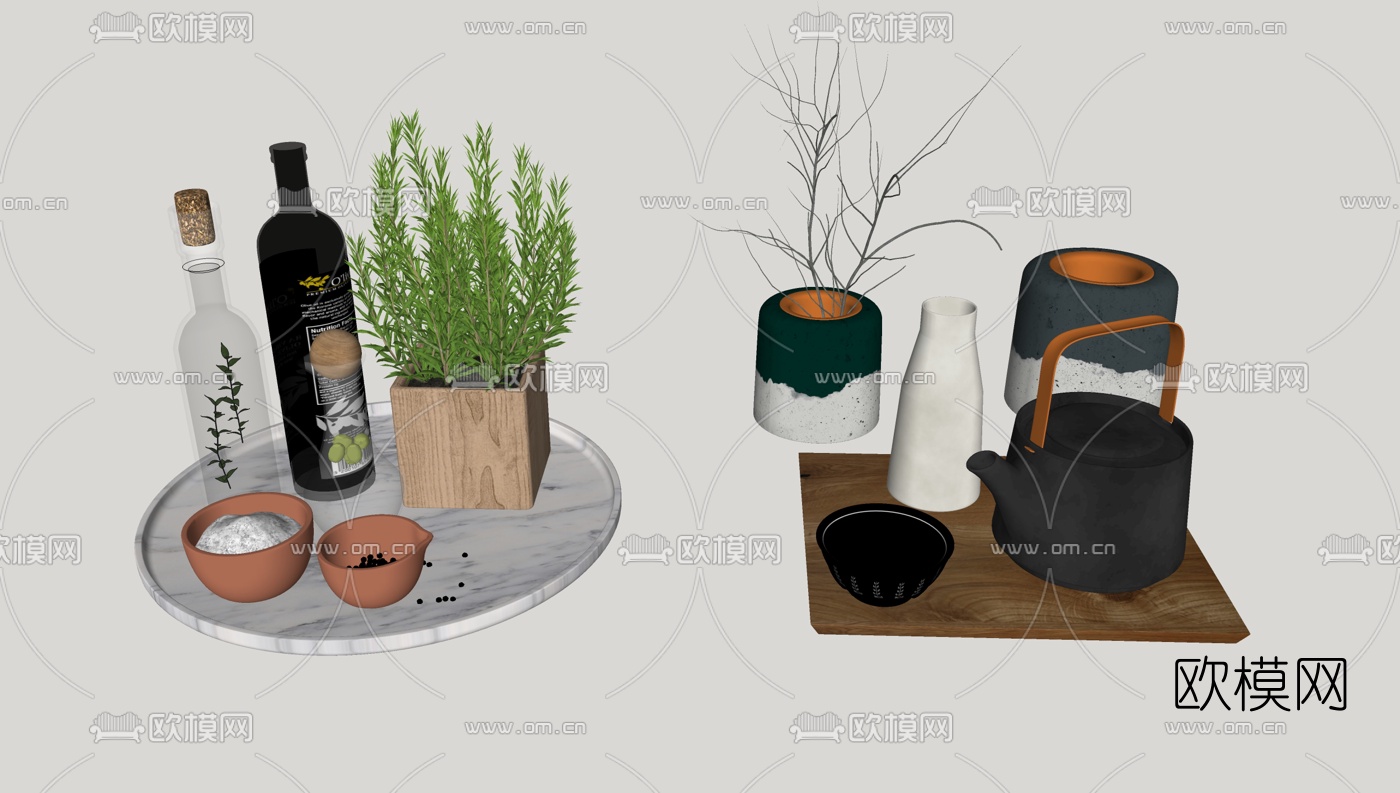 现代厨具餐具酒具su模型下载