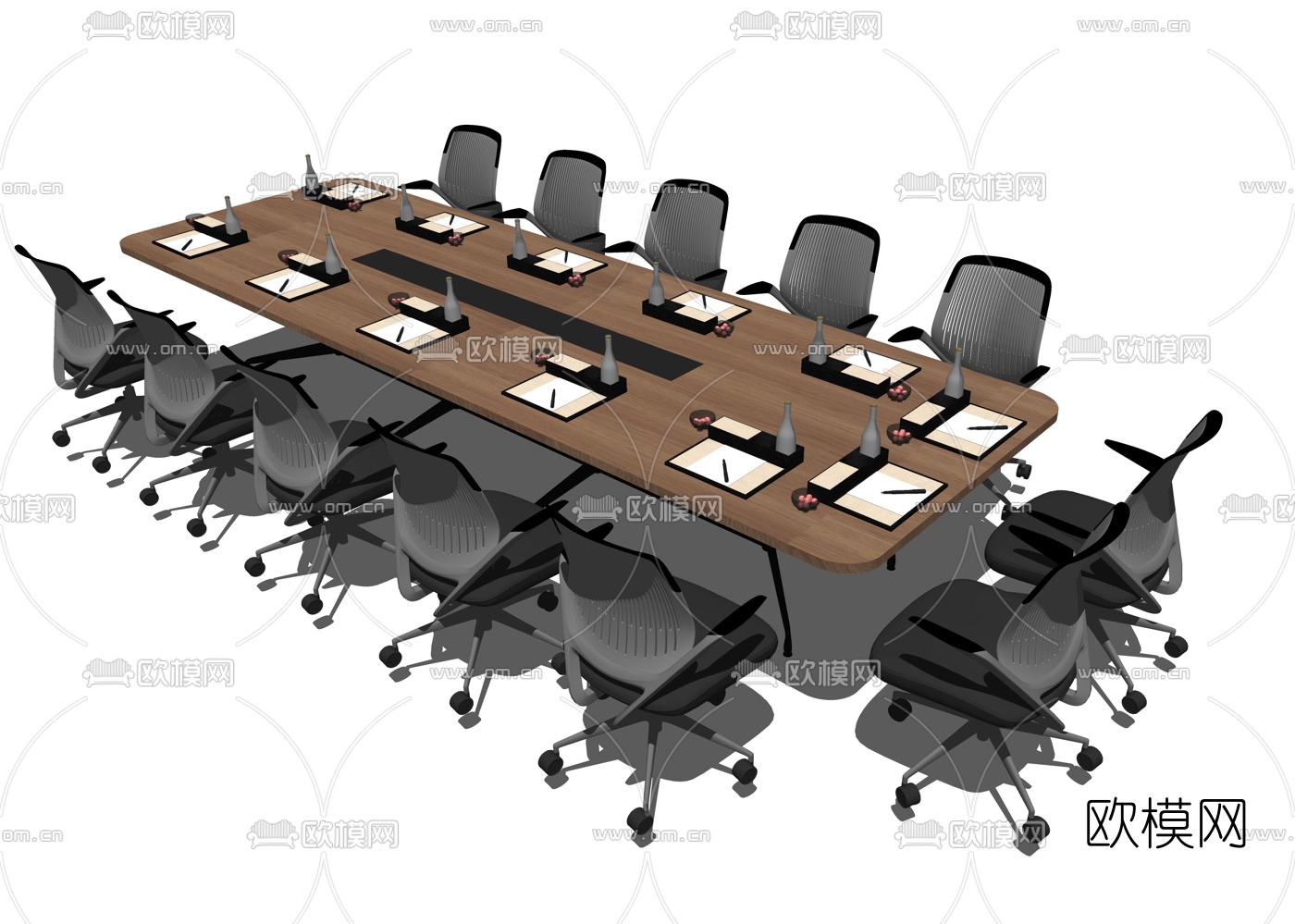 现代会议桌su模型下载
