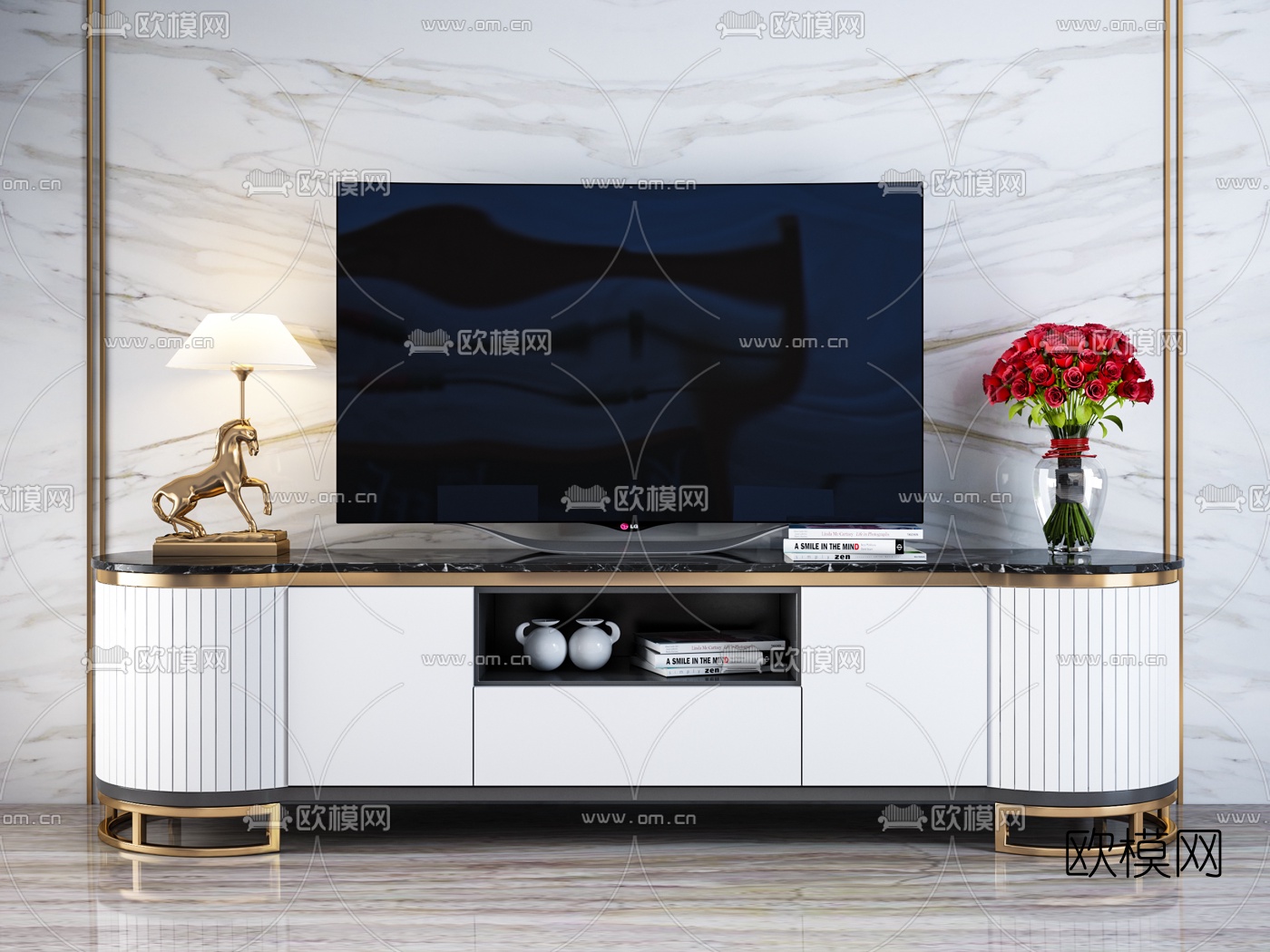 现代金属电视柜3d模型