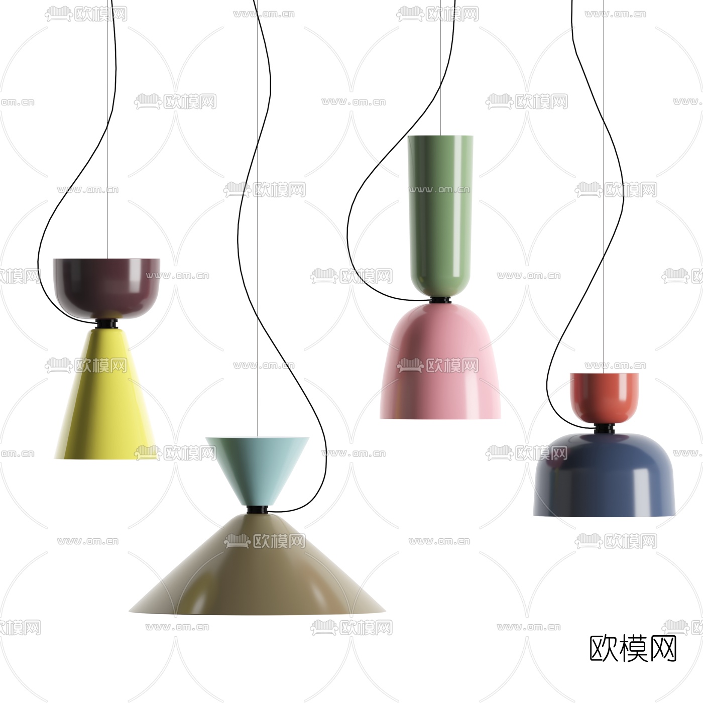 北欧彩色吊灯3d模型