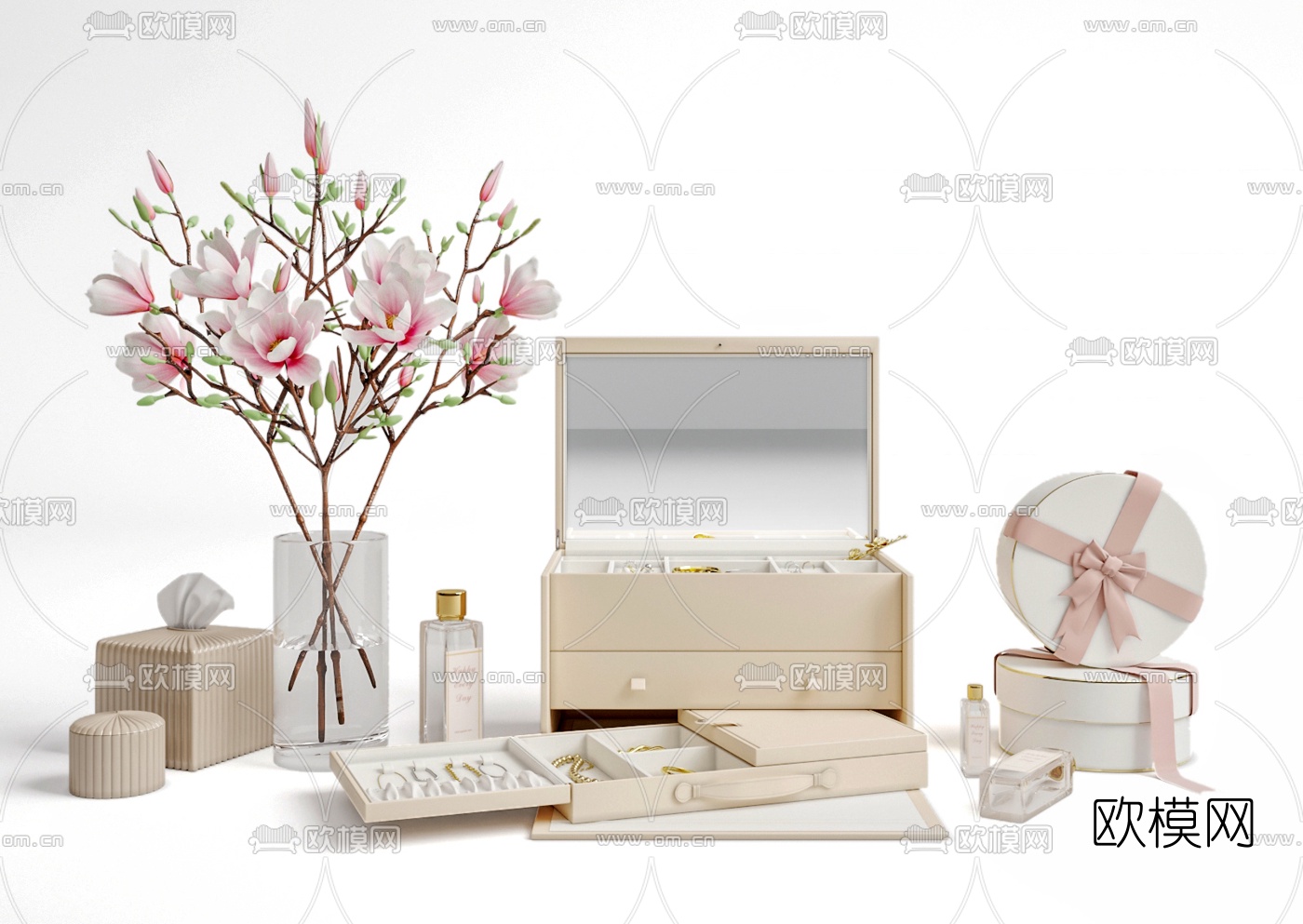 现代首饰珠宝香水摆件3d模型下载（渲染图1）