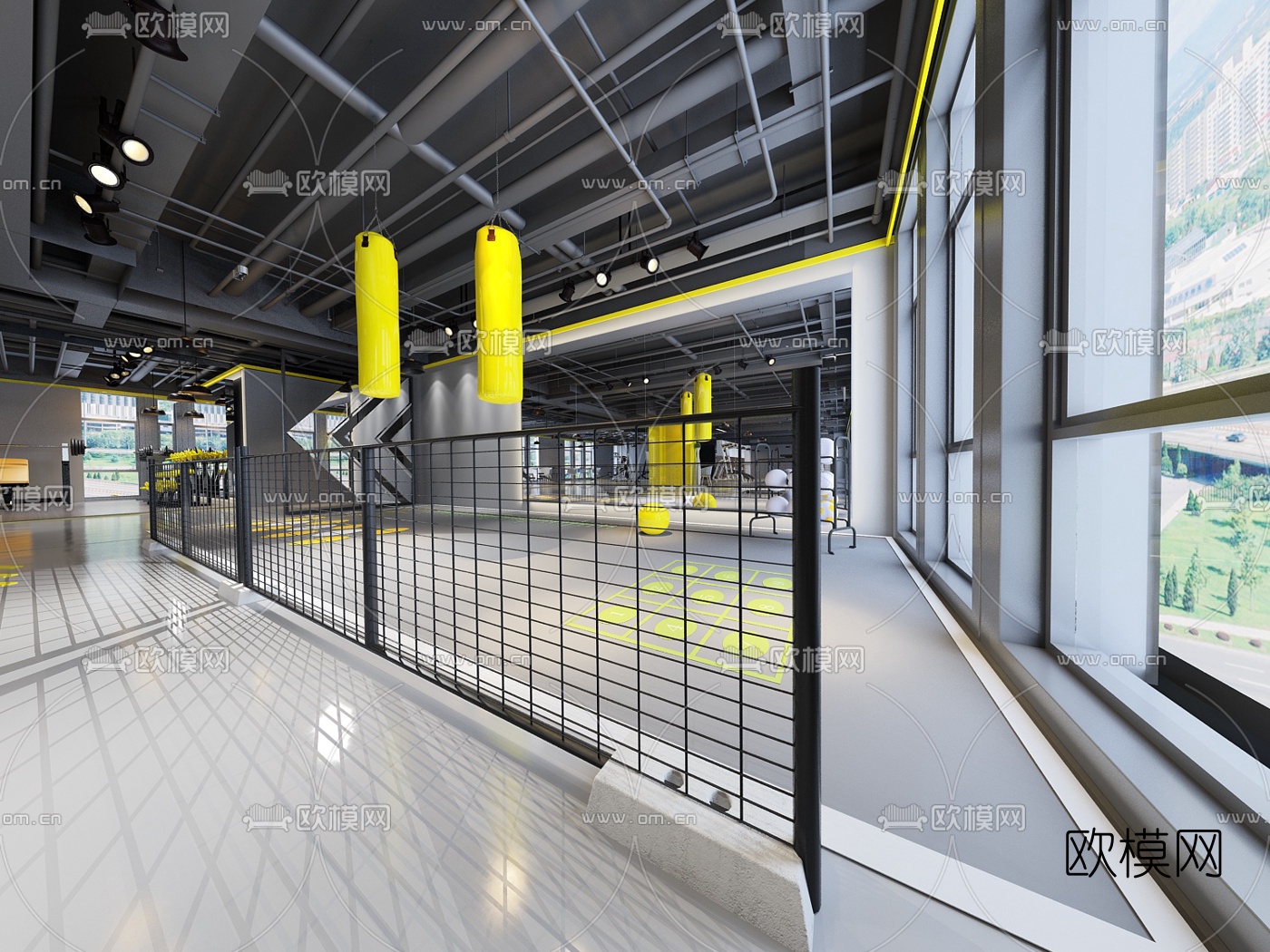 现代活力健身房3d模型下载（渲染图5）